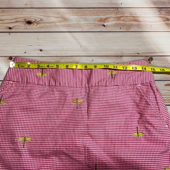 J. Crew Gingham and Dragonfly Skirt Pink Size 4 - Picture 4 of 6